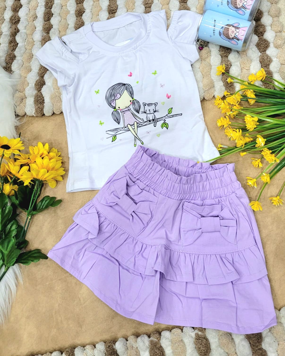 Conjunto bebé niña falda short
