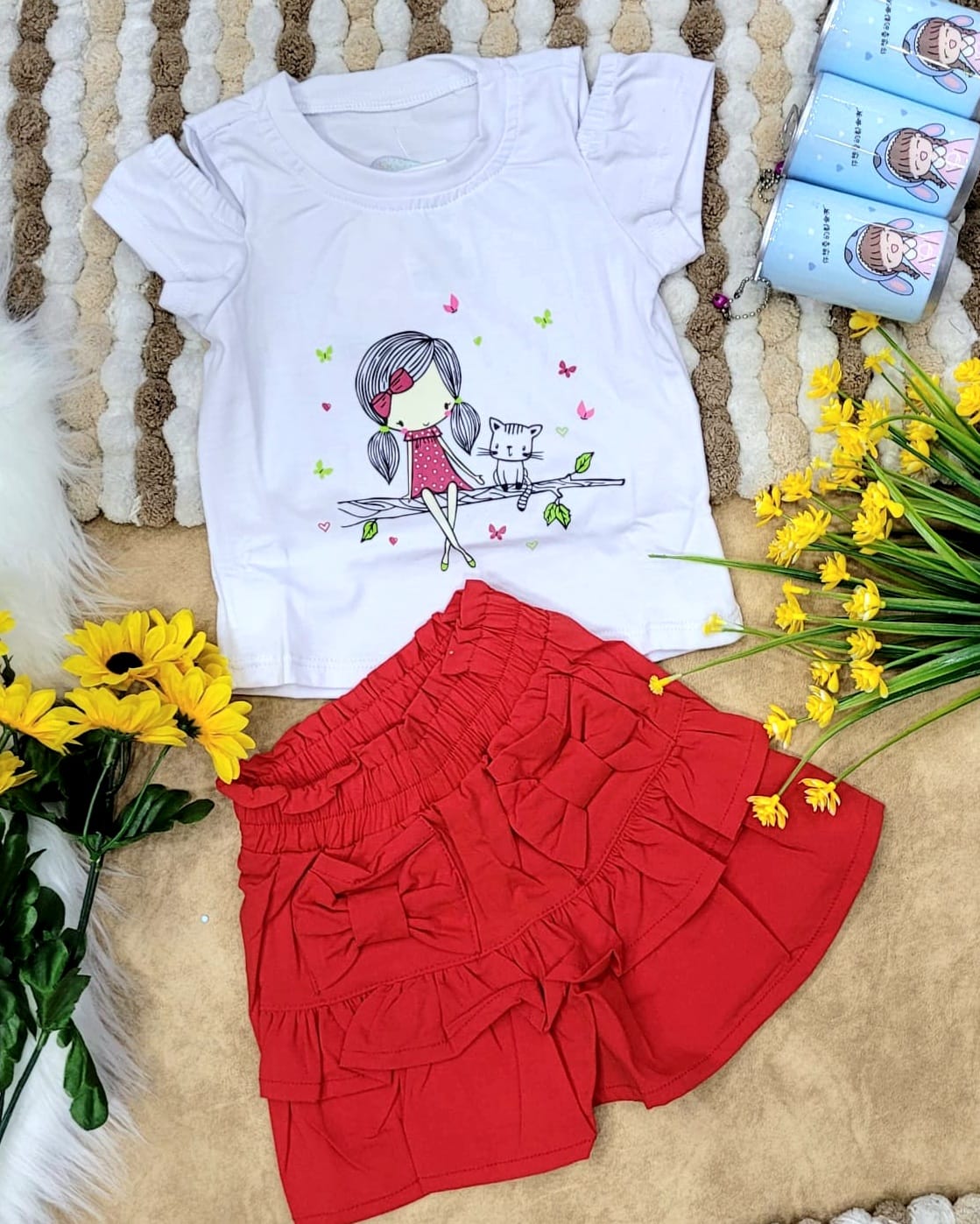 Conjunto bebé niña falda short