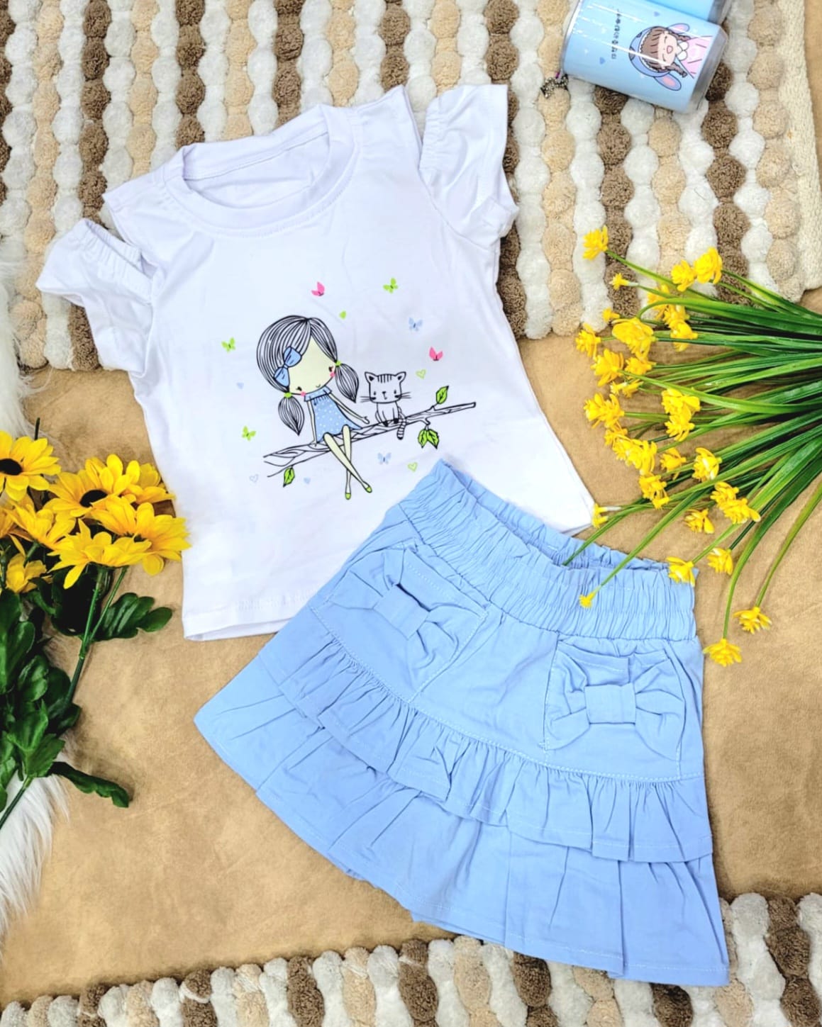 Conjunto bebé niña falda short