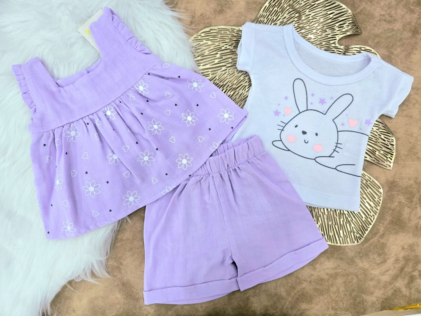 Conjunto bebé niña conejita margaritas (3 piezas)