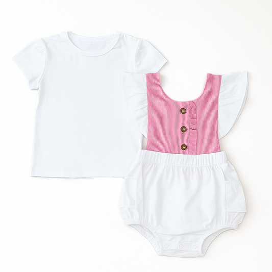 Conjunto bebé niña enterizo manga bombacha