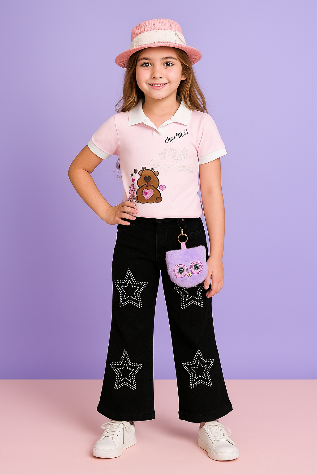 Conjunto para niña blusa capibara + Jean estrellas