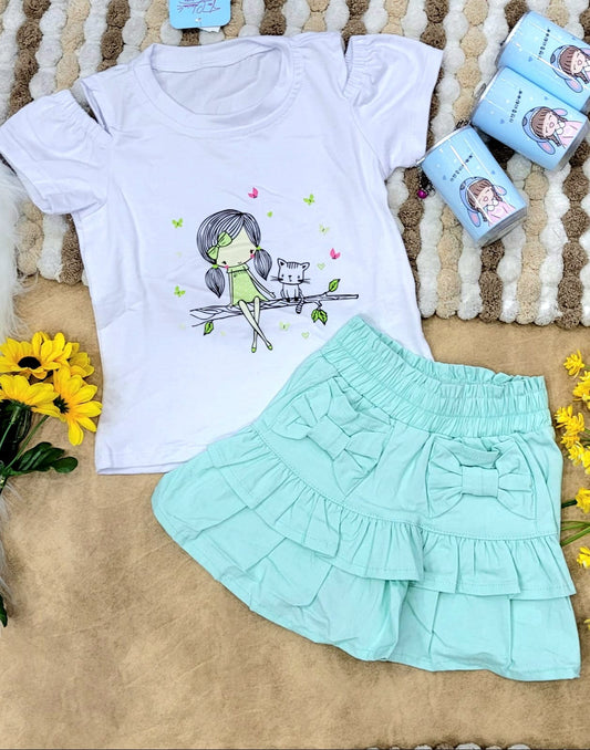 Conjunto bebé niña falda short
