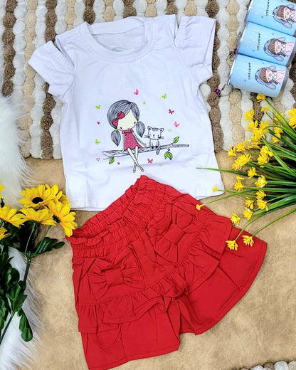 Conjunto bebé niña falda short