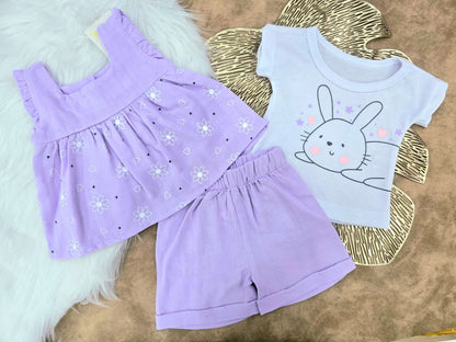Conjunto bebé niña conejita margaritas (3 piezas)