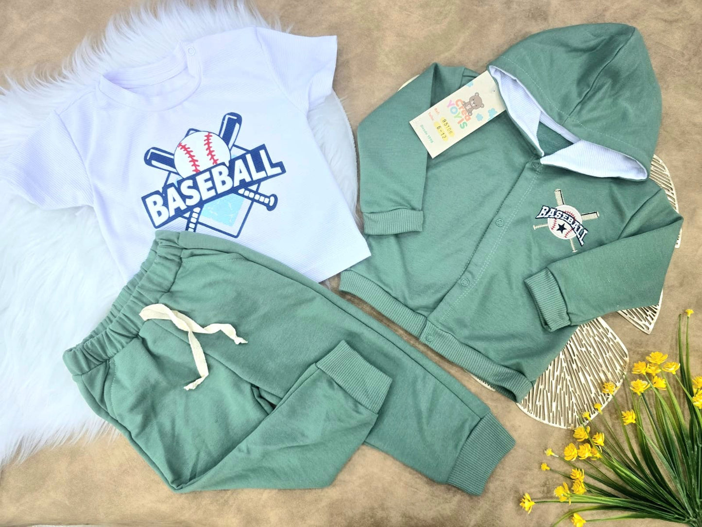 Conjunto bebé niño deportivo baseball (3 piezas)