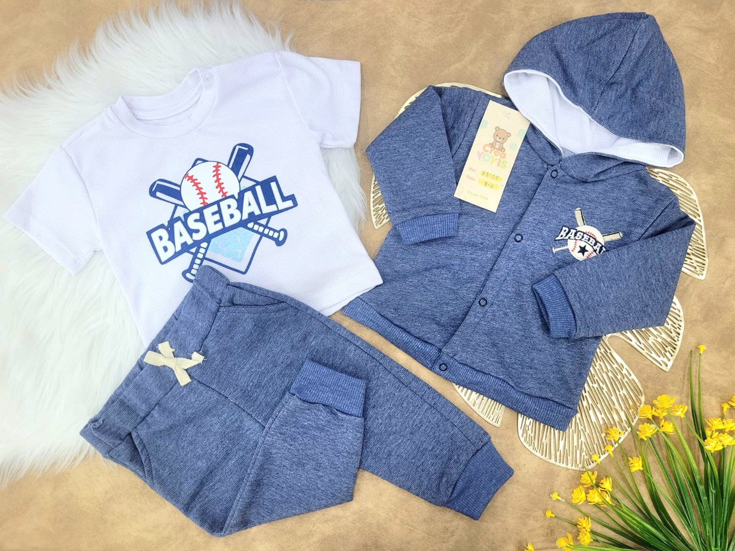 Conjunto bebé niño deportivo baseball (3 piezas)