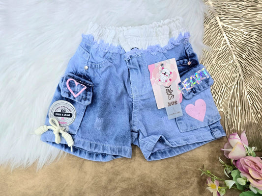 Short para niña cargo con pretina tipo sudadera