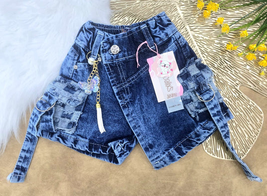 Falda short para niña tipo cargo