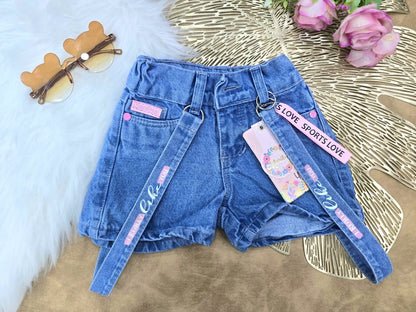 Short para niña azul con correas