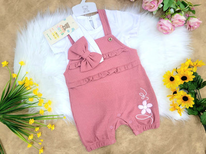 Conjunto bebé niña overol primaveral (3 piezas)
