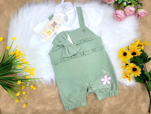 Conjunto bebé niña overol primaveral (3 piezas)