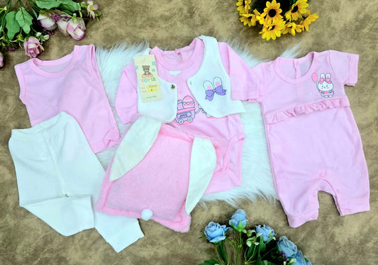 Ajuar bebé niña conejito (6 piezas)