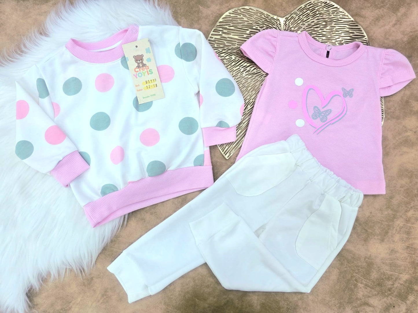 Conjunto bebé niña sudadera (3 piezas)