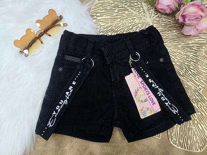 Short para niña negro con correas